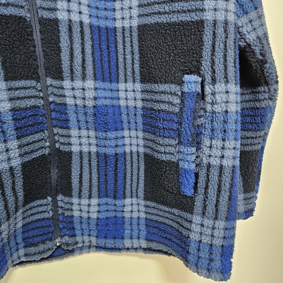 Quicksilver NWT Mens Deck Plaid Fleece Zip Jacket Cozy Preppy Outdoor Blue L - Picture 4 of 9